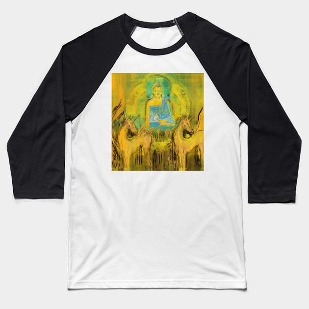 Ratnasambhava amongst horses Baseball T-Shirt by Visuddhi